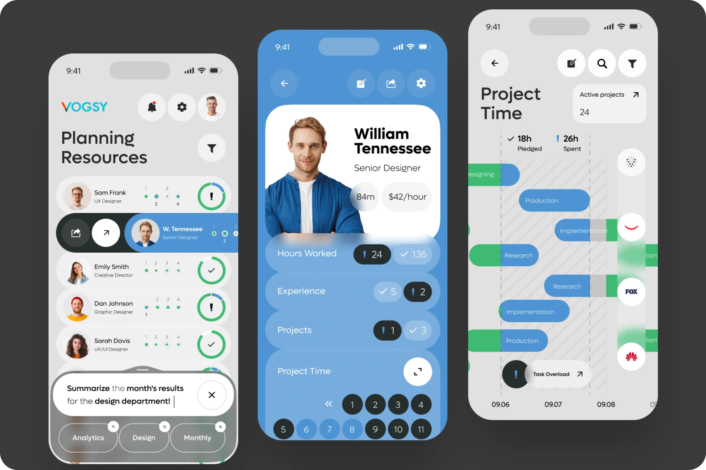 Vogsy mobile planning app UI Vogsy mobile planning app UI
