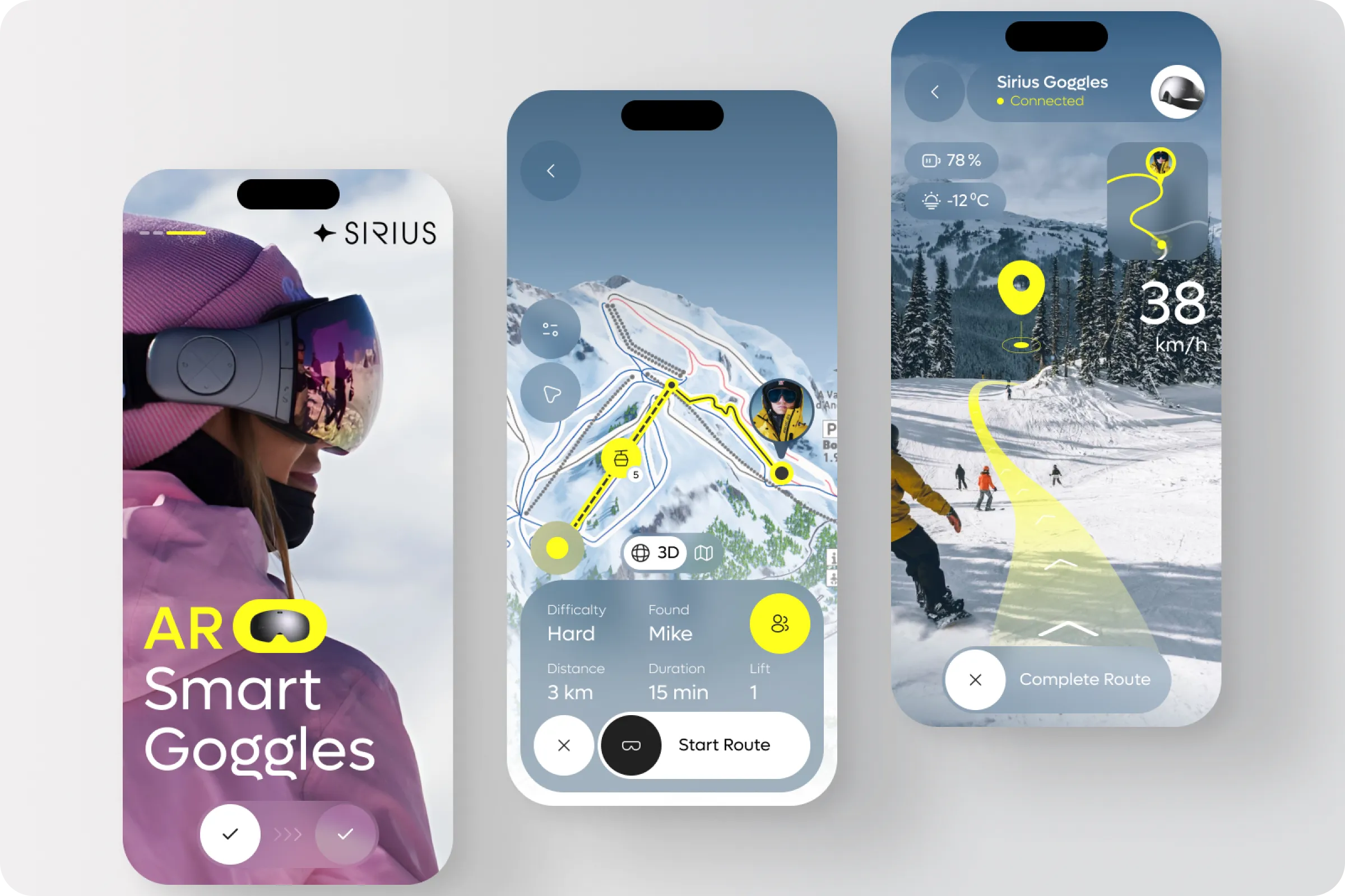 AR ski goggles mobile app design AR ski goggles mobile app design