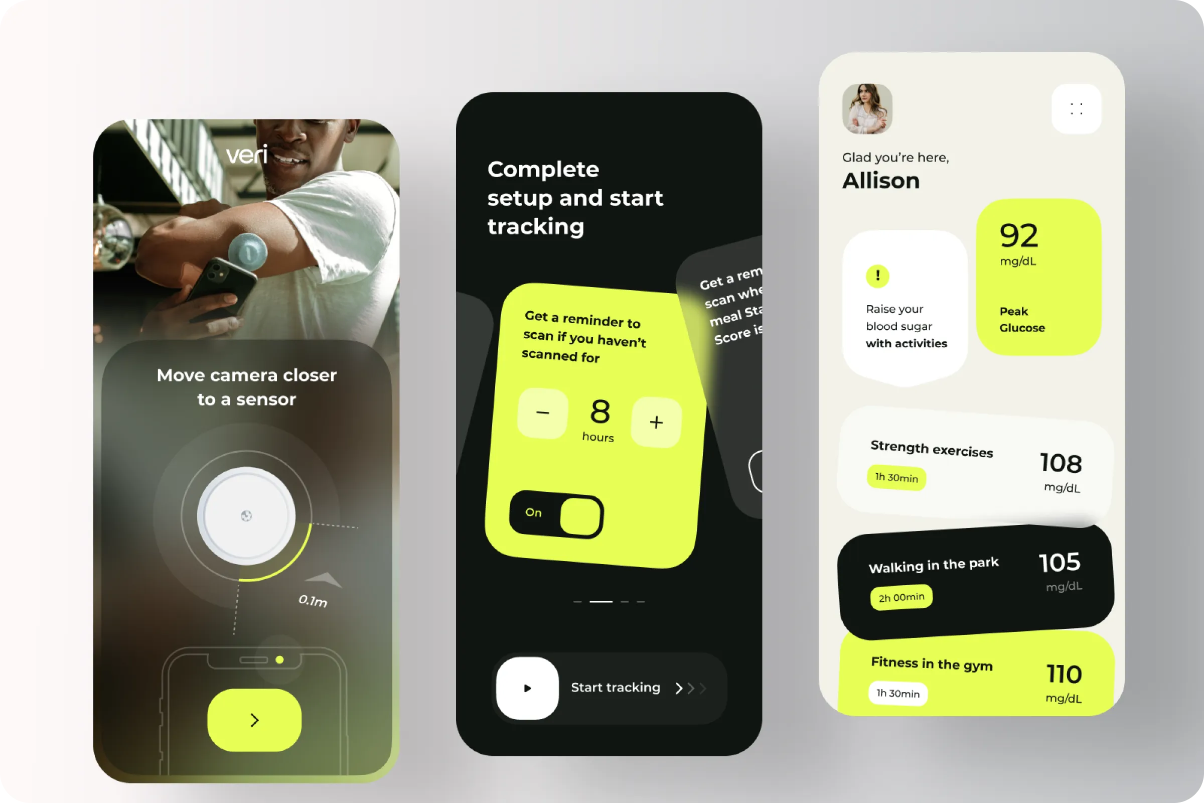 Blood sugar reminder app interface Blood sugar reminder app interface