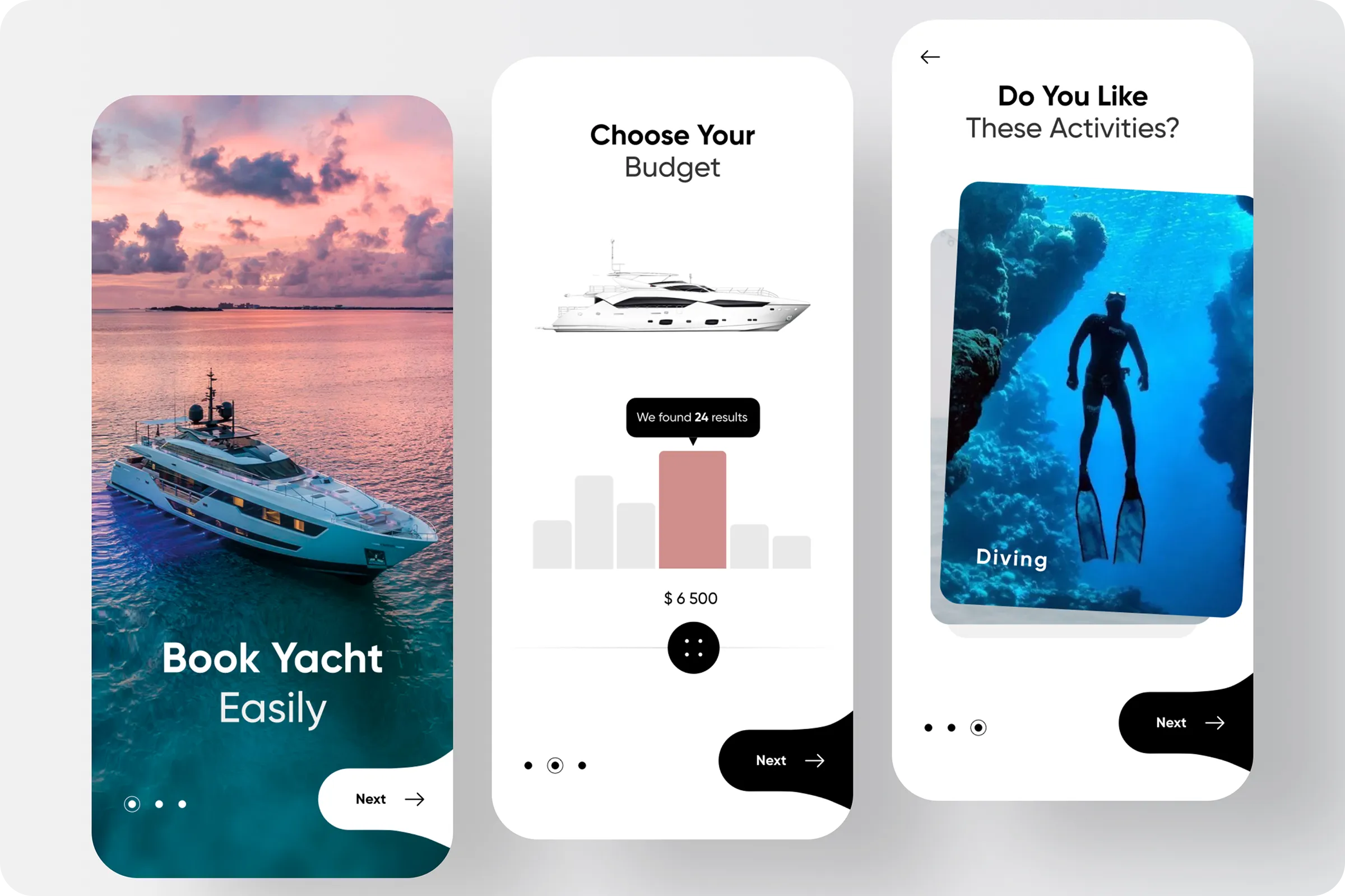 Travel Yacht Mobile App UX
