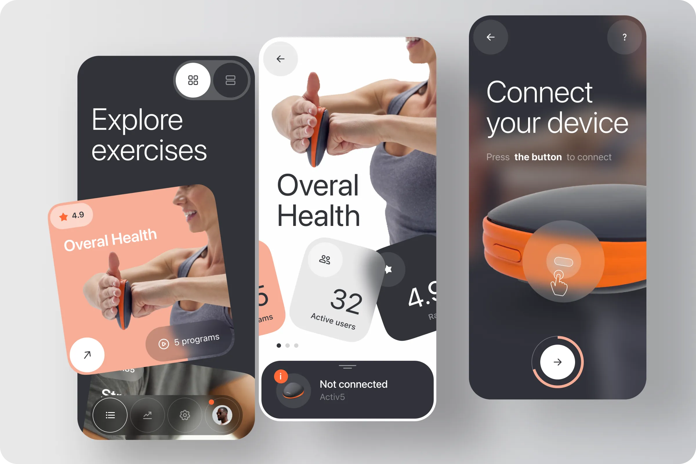 Activ5 workout tracking UI design Activ5 workout tracking UI design