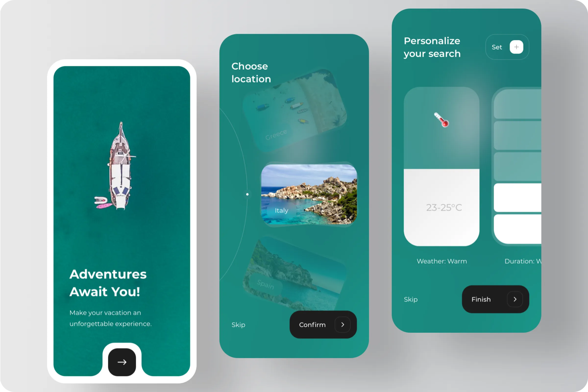 Onboarding flow for travel booking app Onboarding flow for travel booking app