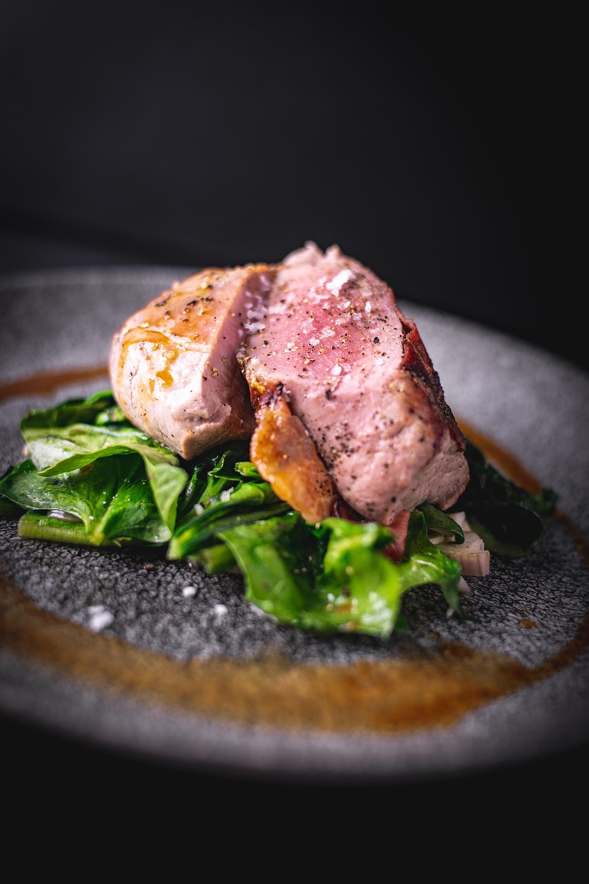 Roasted and beautifully sliced, served with garlic mashed cauliflower or root vegetables.