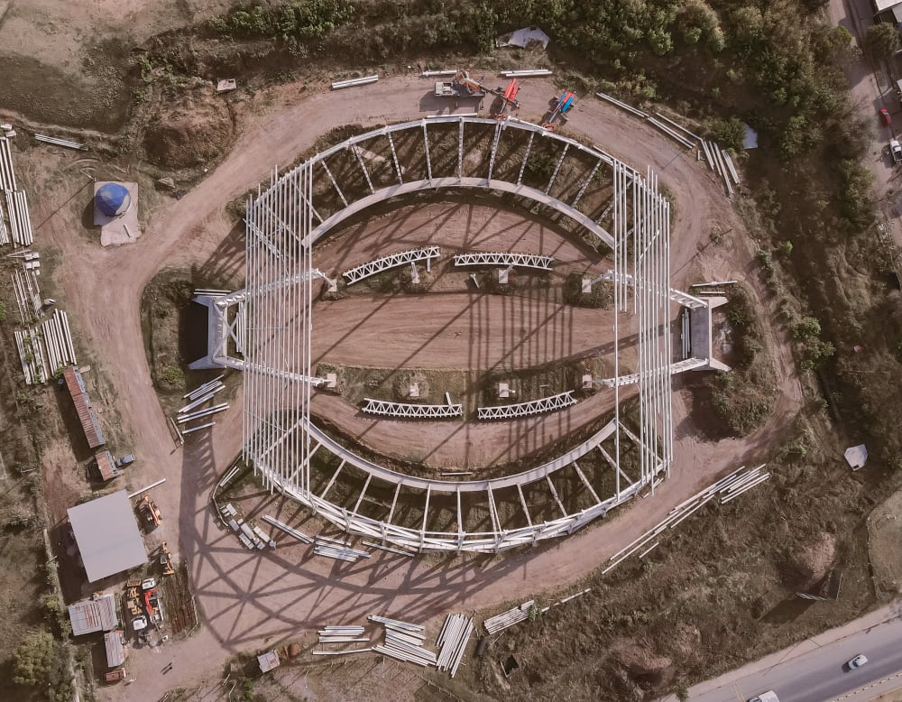 Vista aérea de una obra de gran escala de RPM Construcciones
