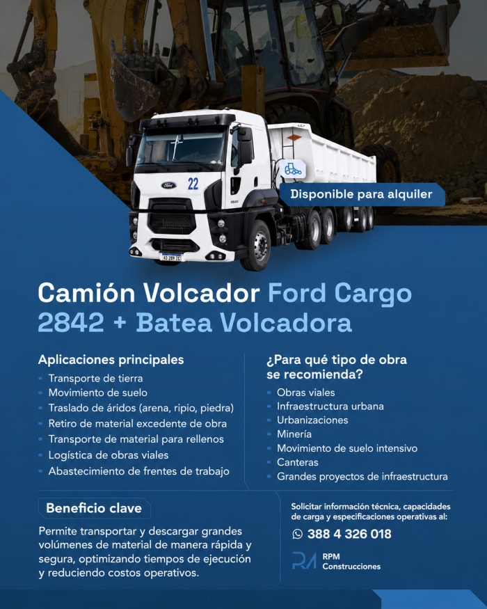 Camión Ford Cargo 2842 + Batea Volcadora