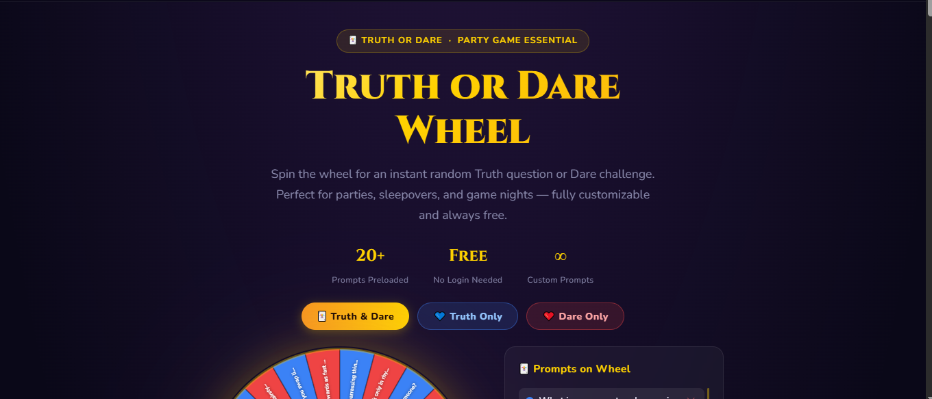 Truth and Dare Spinner Wheel Game Imgae