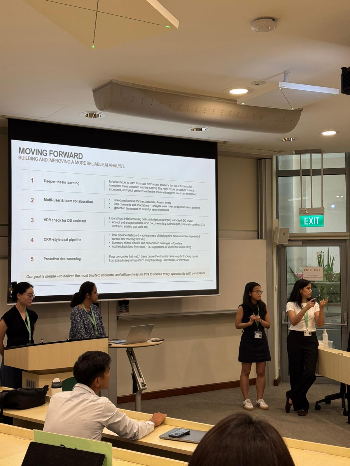 Team presenting Insider's Den at INSEAD