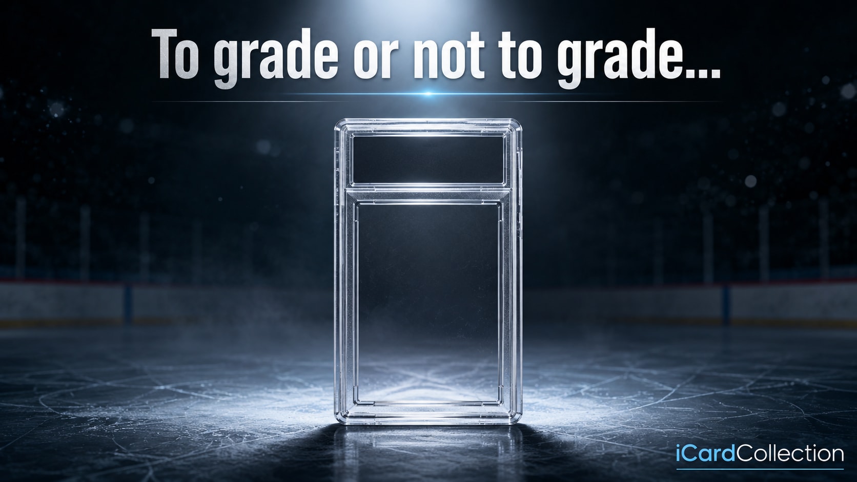A empty hockey card slab on Ice
