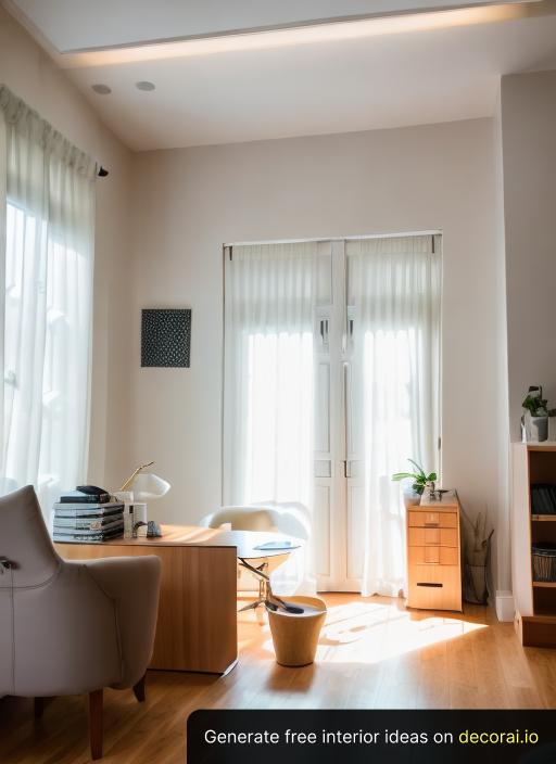 Modern Home office with Desk,File cabinet,Lamp Interior Idea