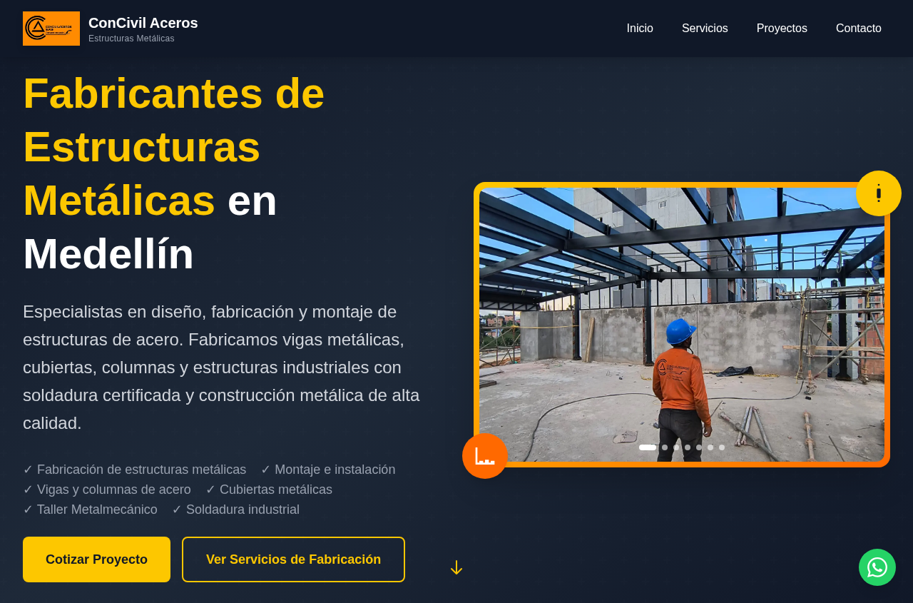 Captura de pantalla de ConCivil Aceros