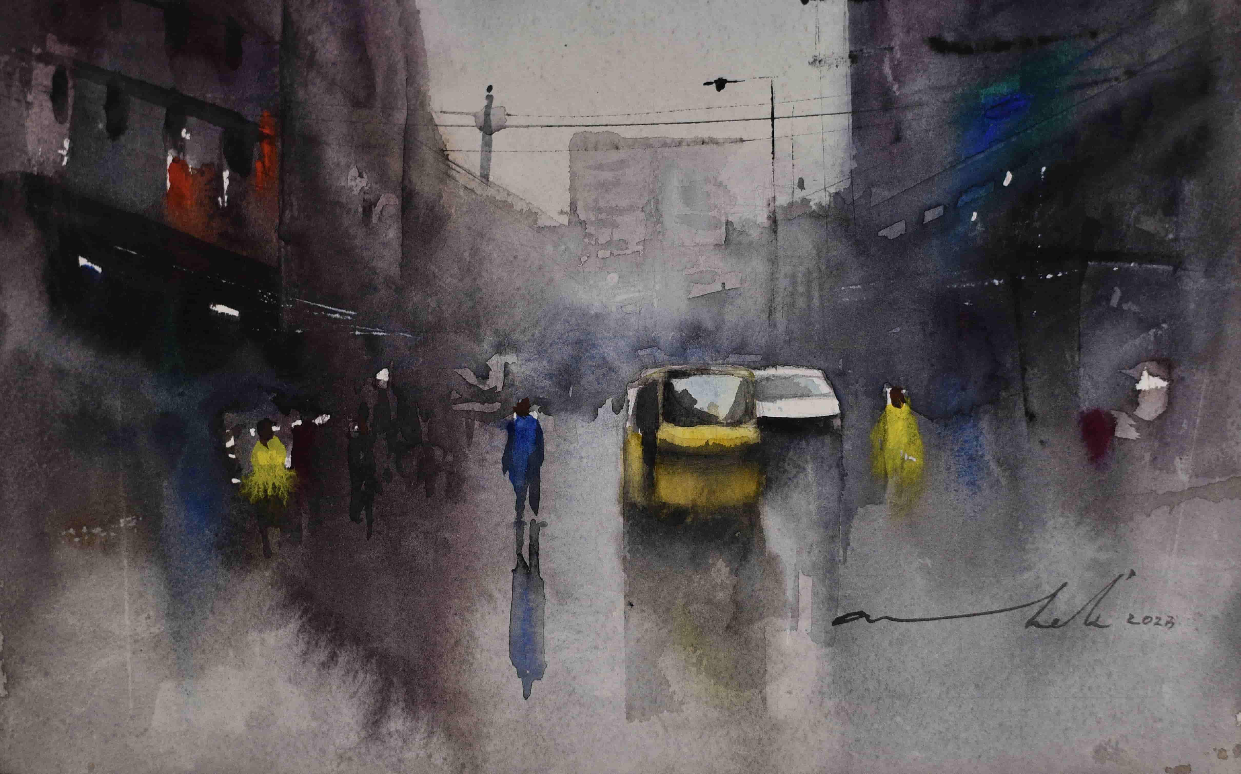 Yellow Car In City Traffic