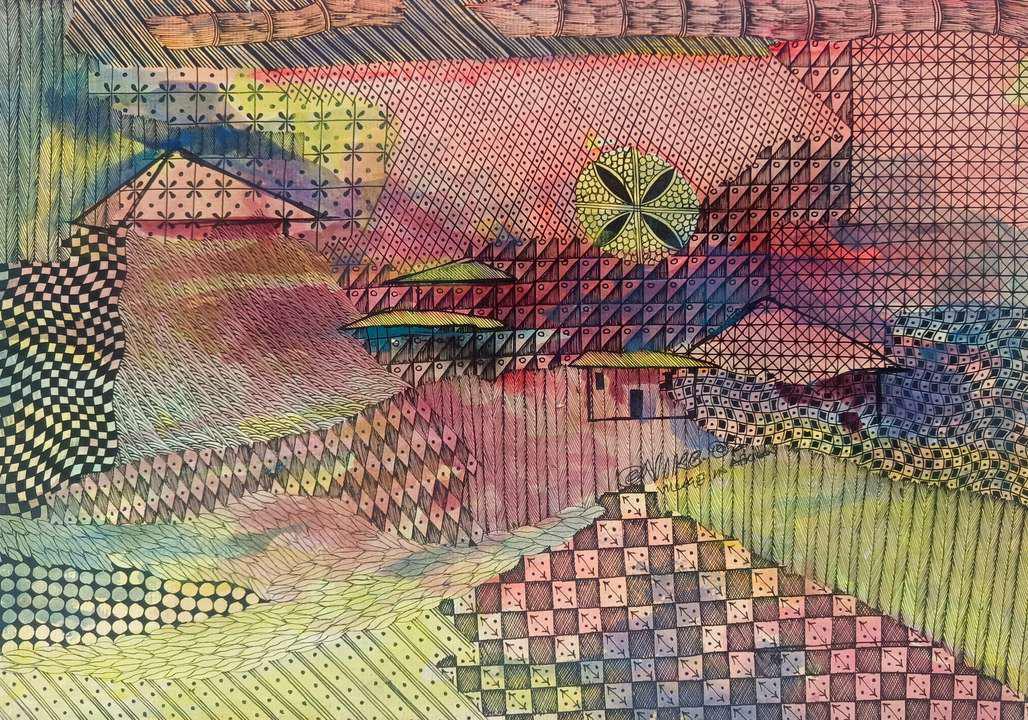 Sun Over Patterned Hills