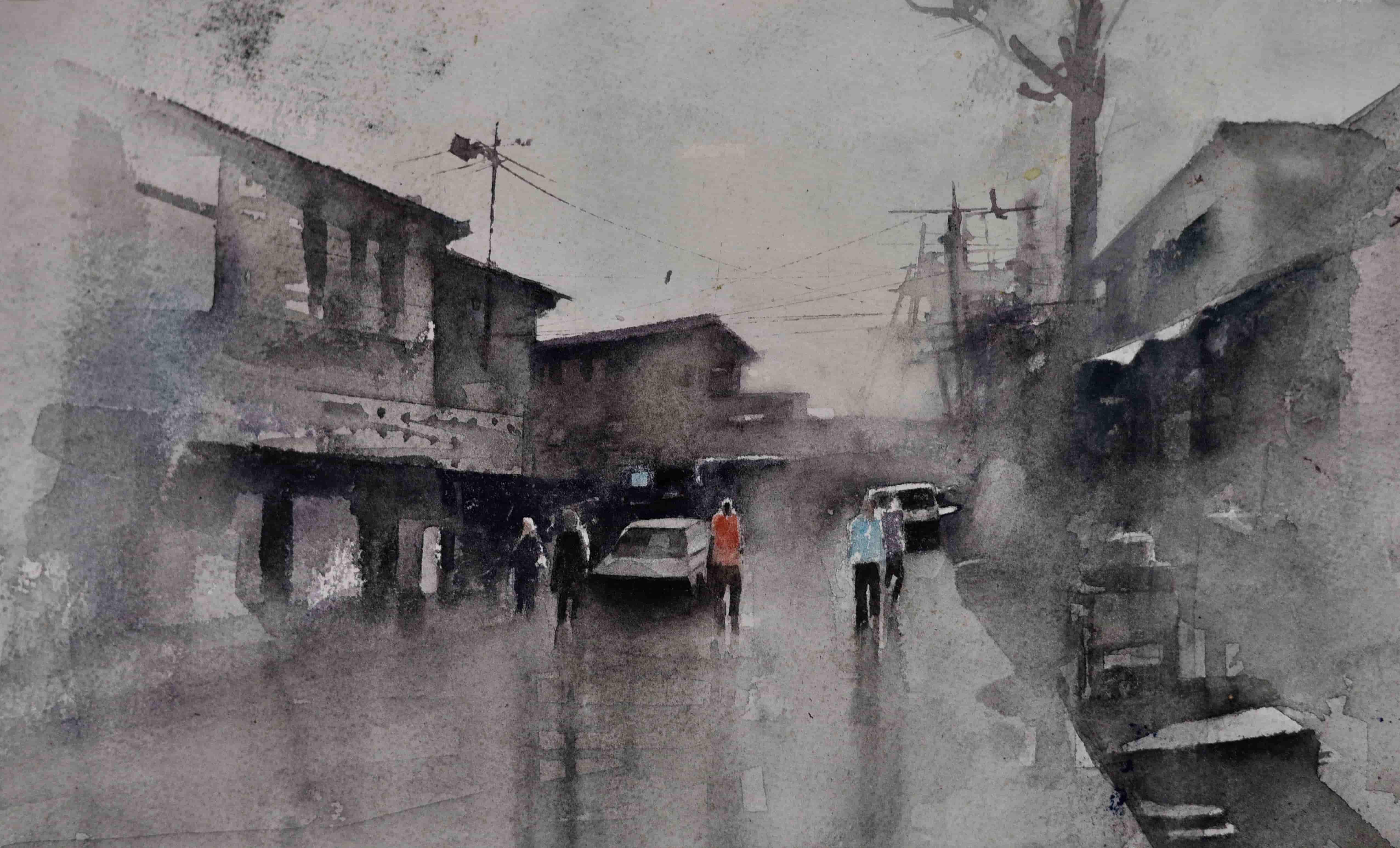 Street View With Distant Cars