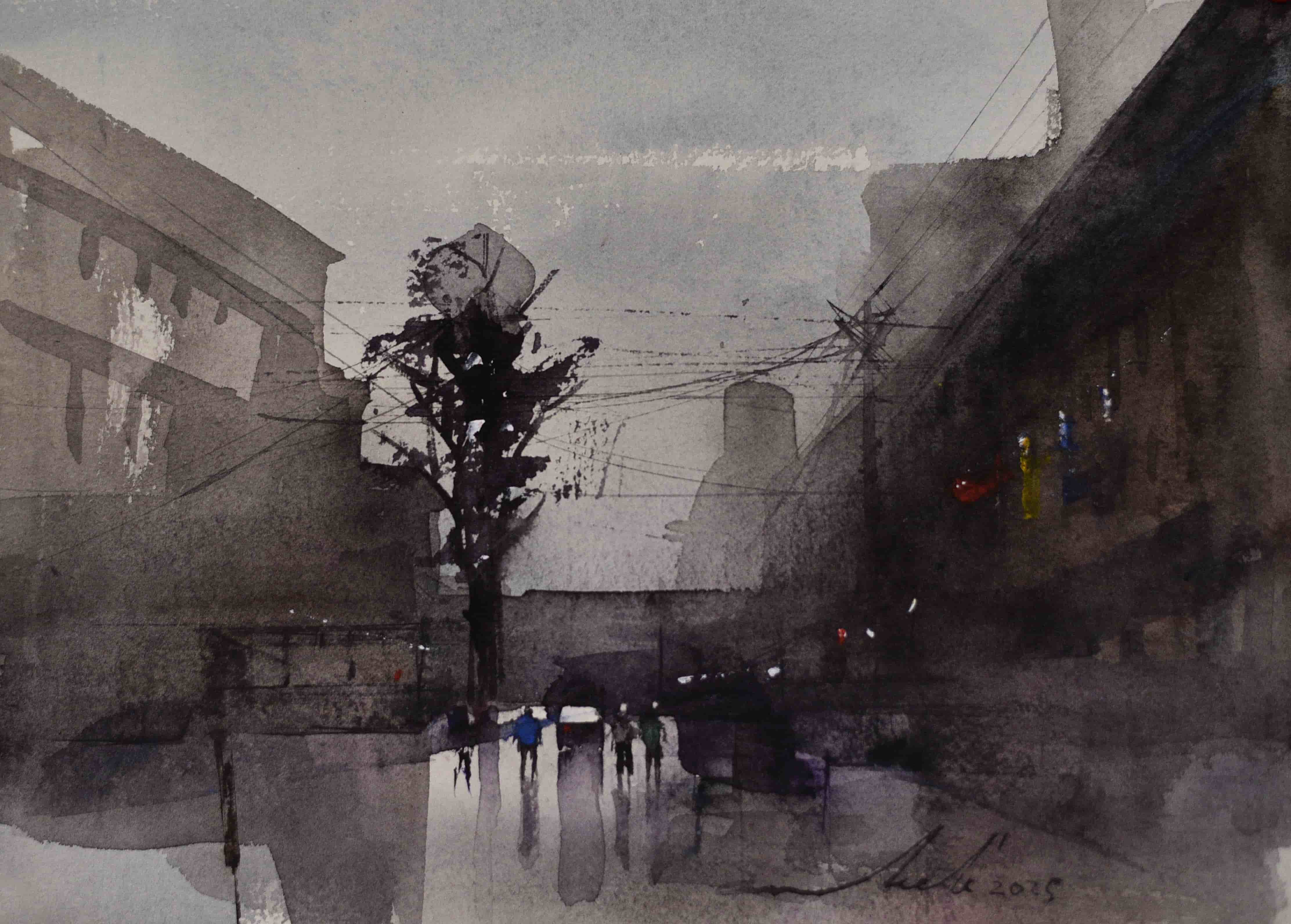 City Street In Monochromatic Haze