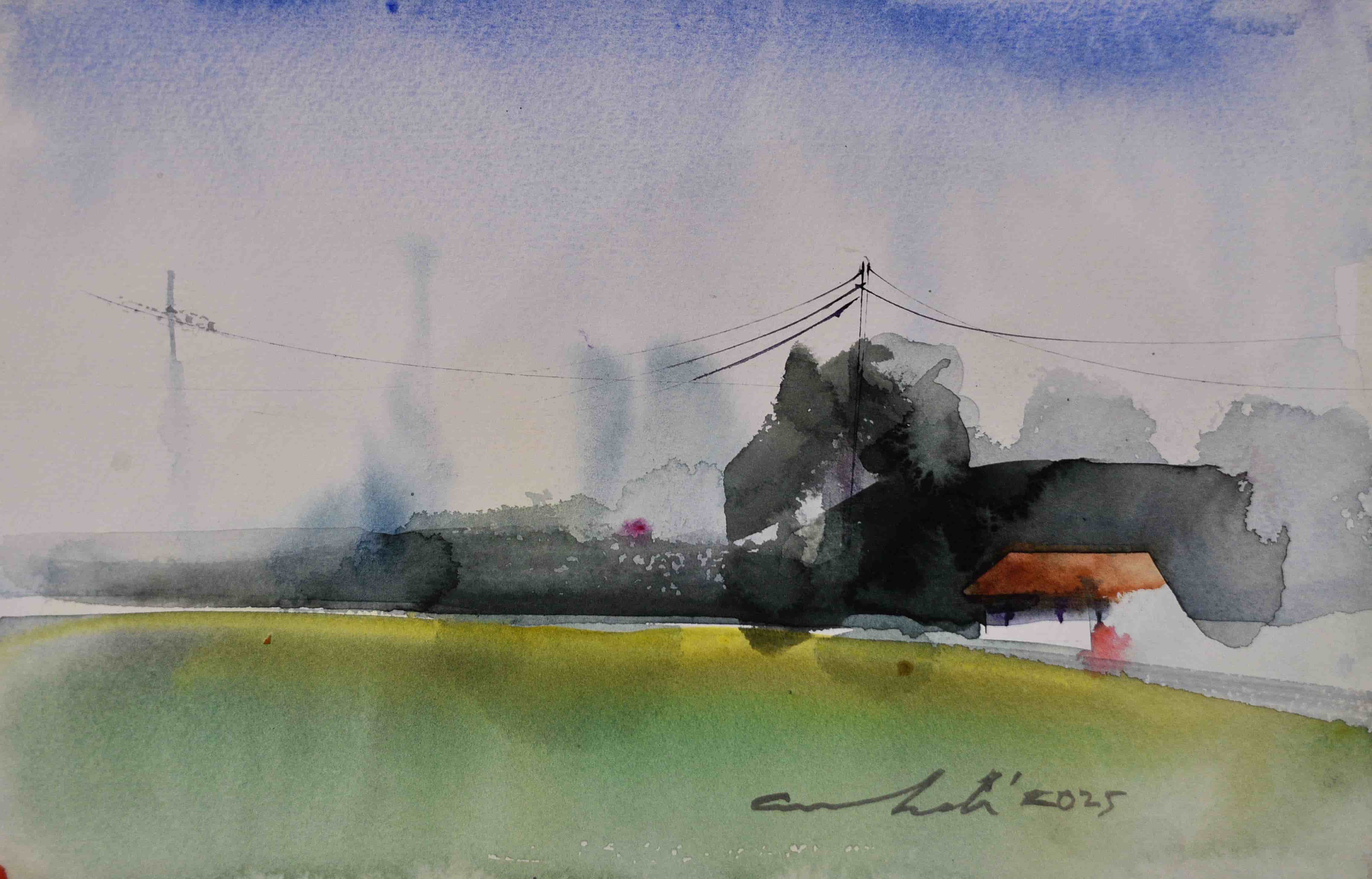 Green Horizon And Silhouette