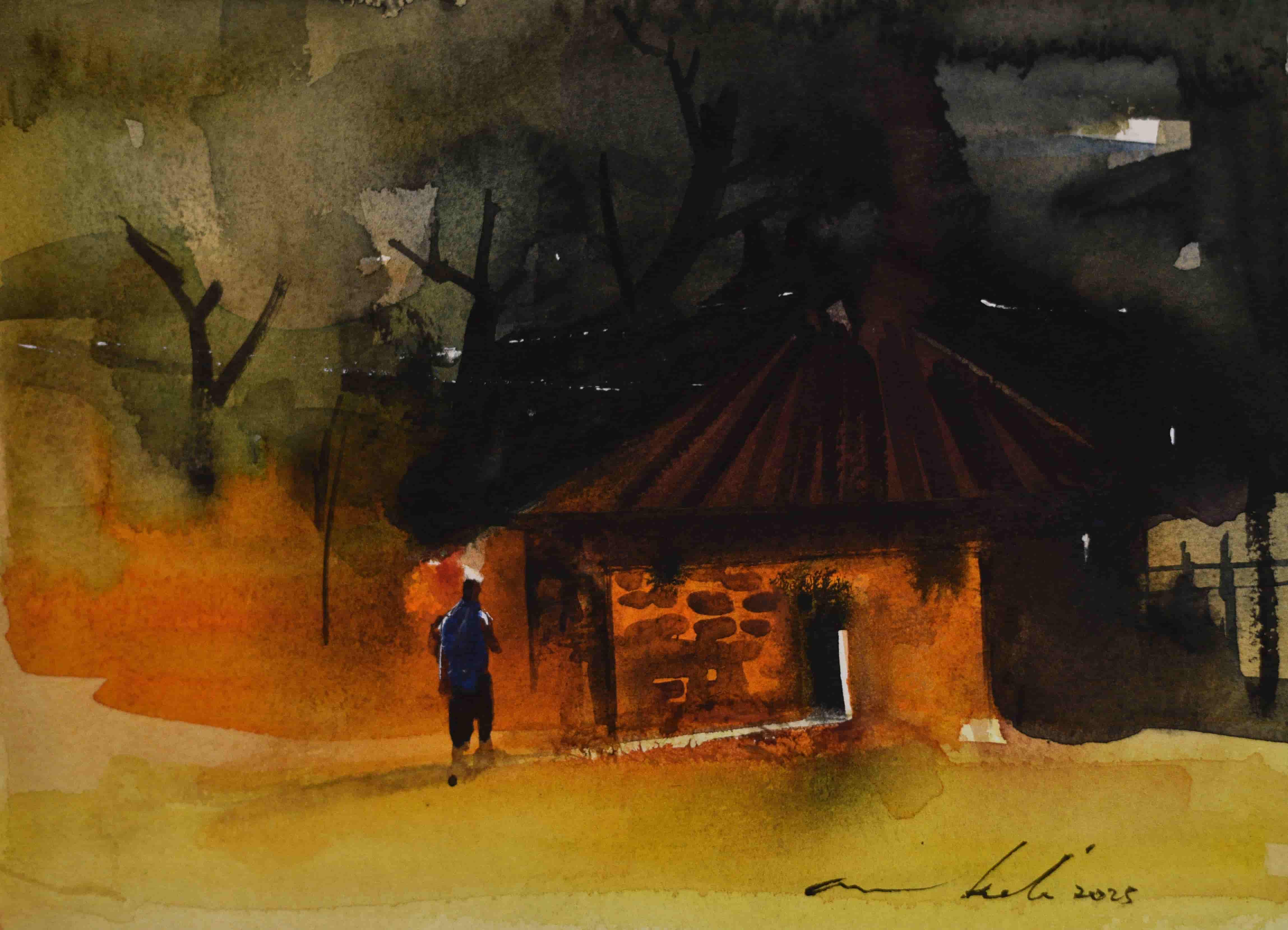 Nightfall At The Rural Hut