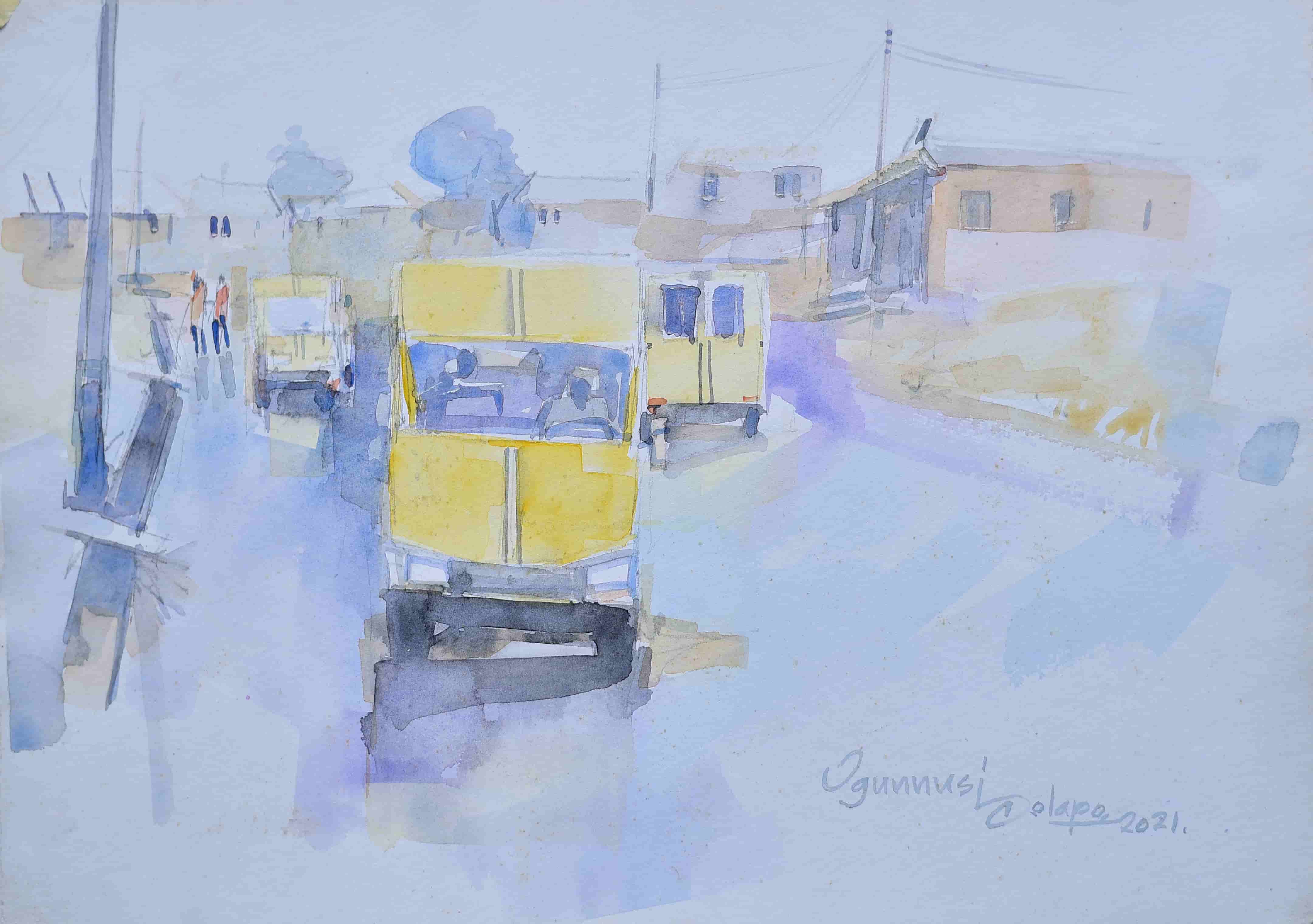 Yellow Buses (the Popular Colour Known For Transport Buses And Taxi In Lagos, Nigeria.