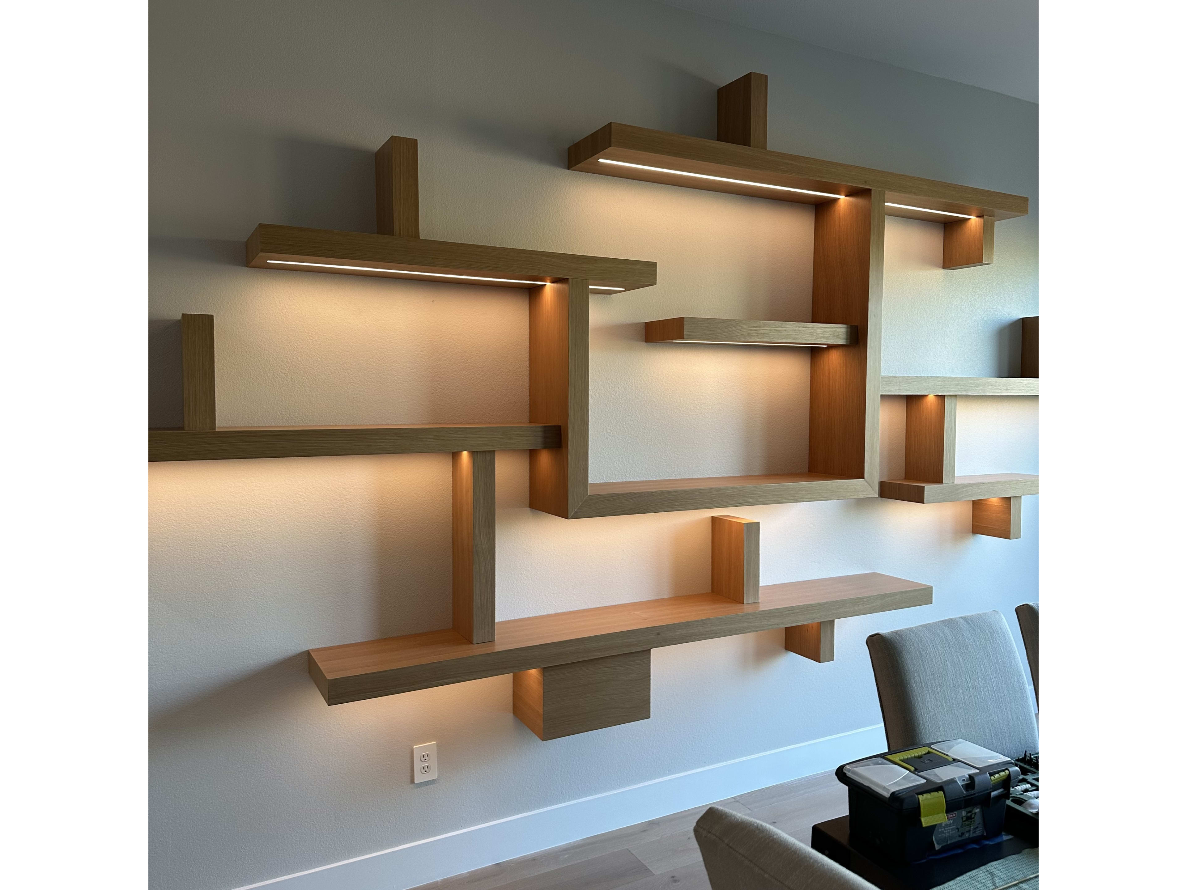 Custom - White Oak Floating Shelves - Lake Las Vegas