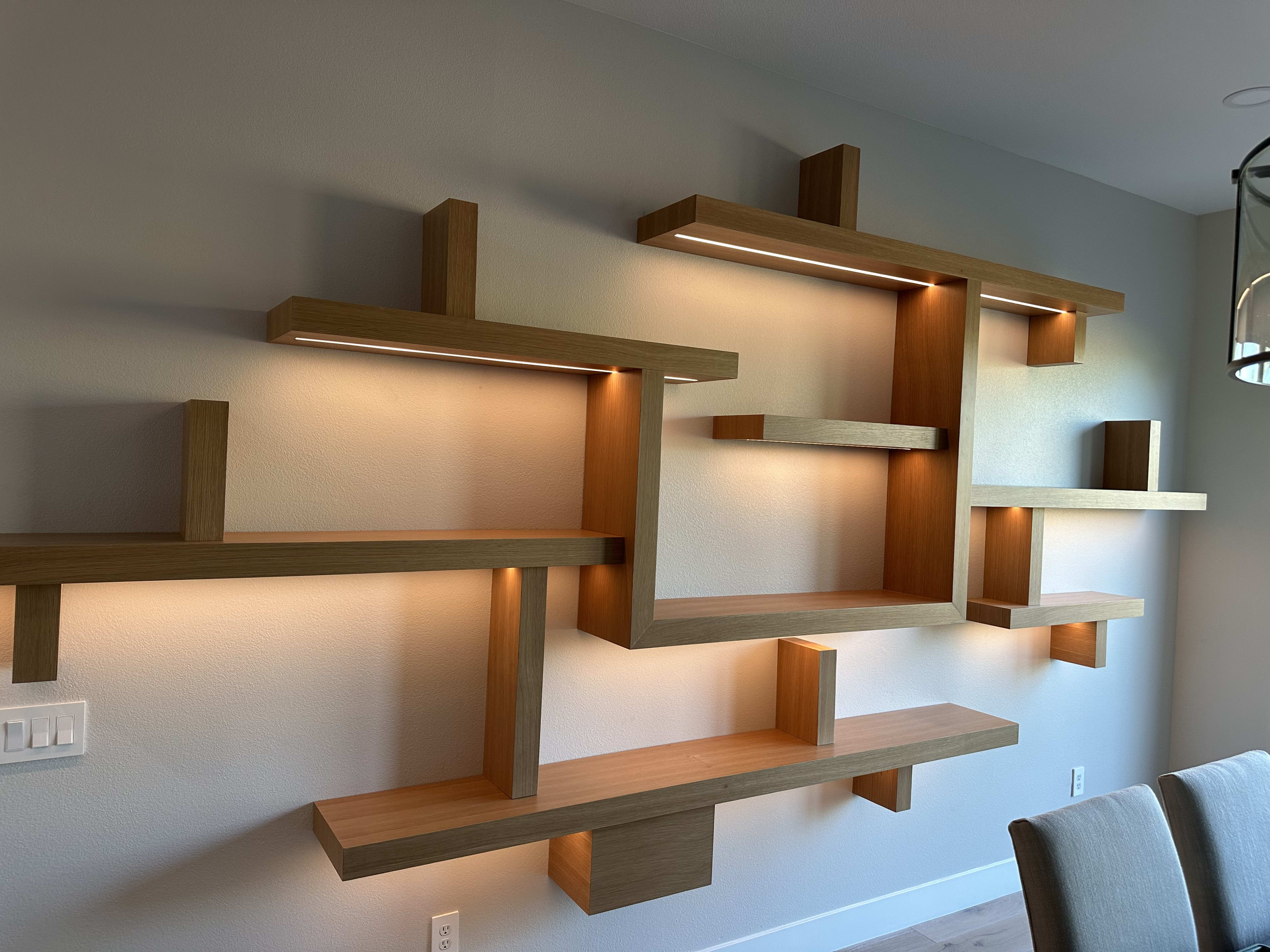 Custom - White Oak Floating Shelves - Lake Las Vegas