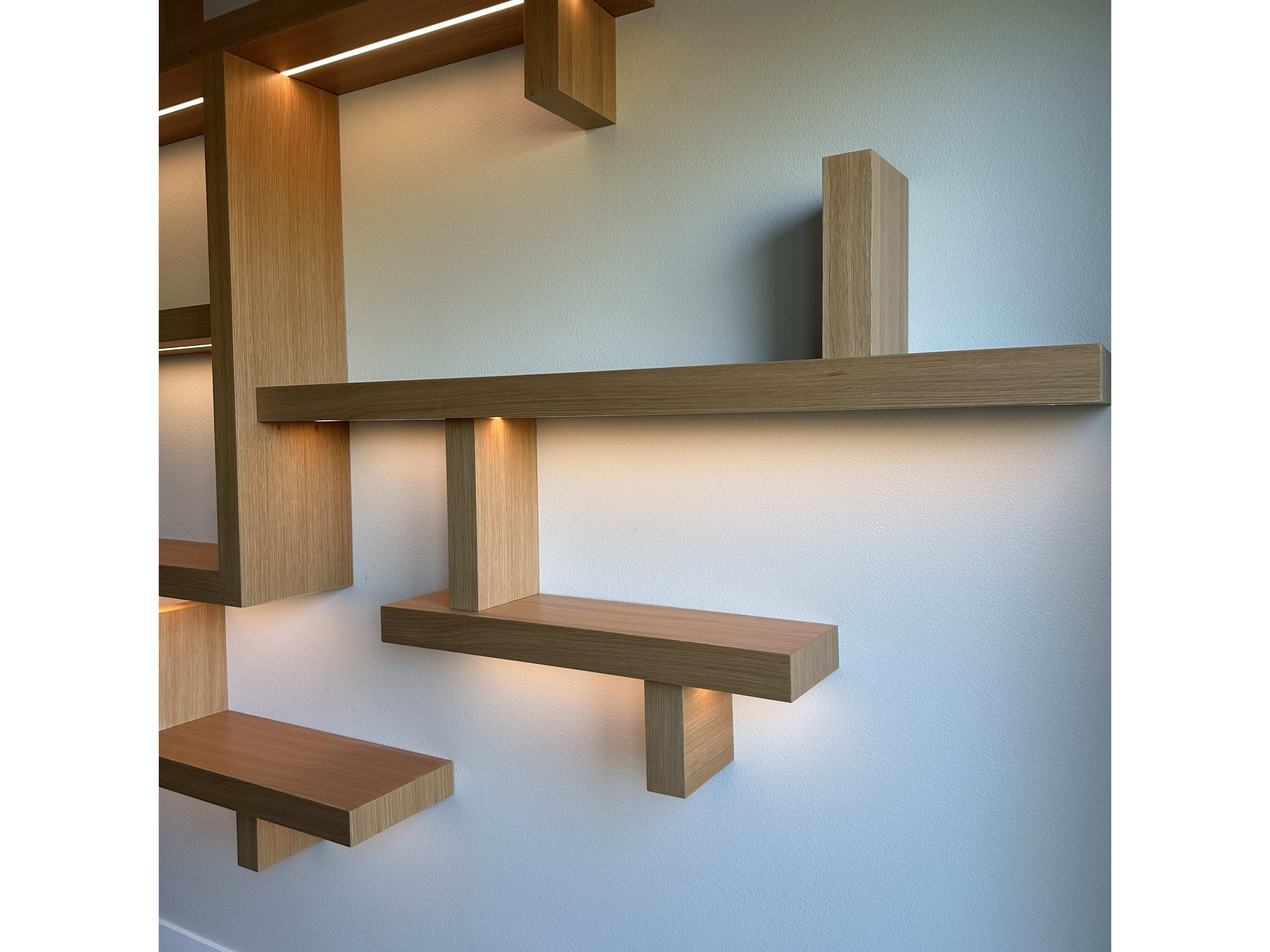 Custom - White Oak Floating Shelves - Lake Las Vegas