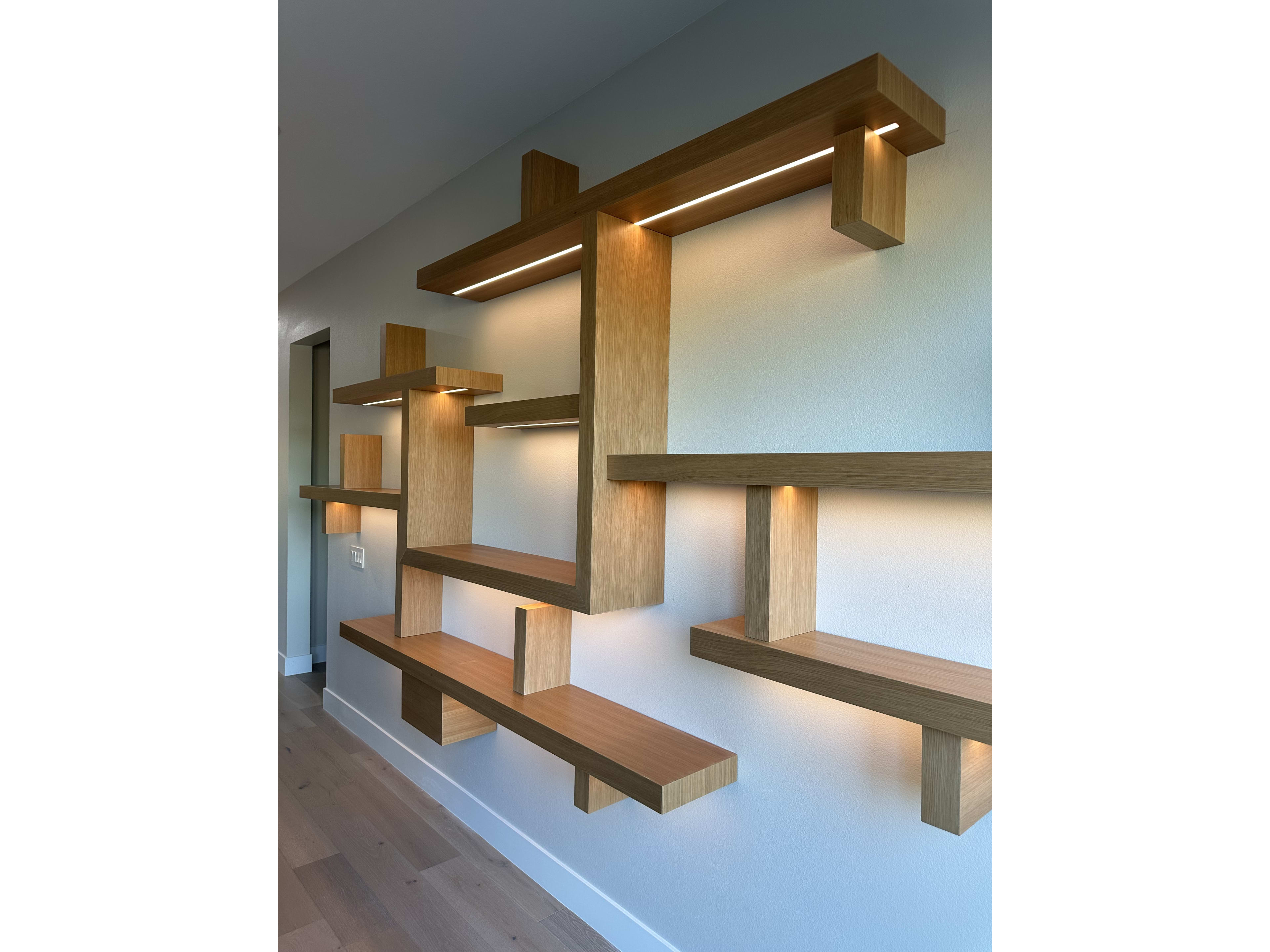 Custom - White Oak Floating Shelves - Lake Las Vegas