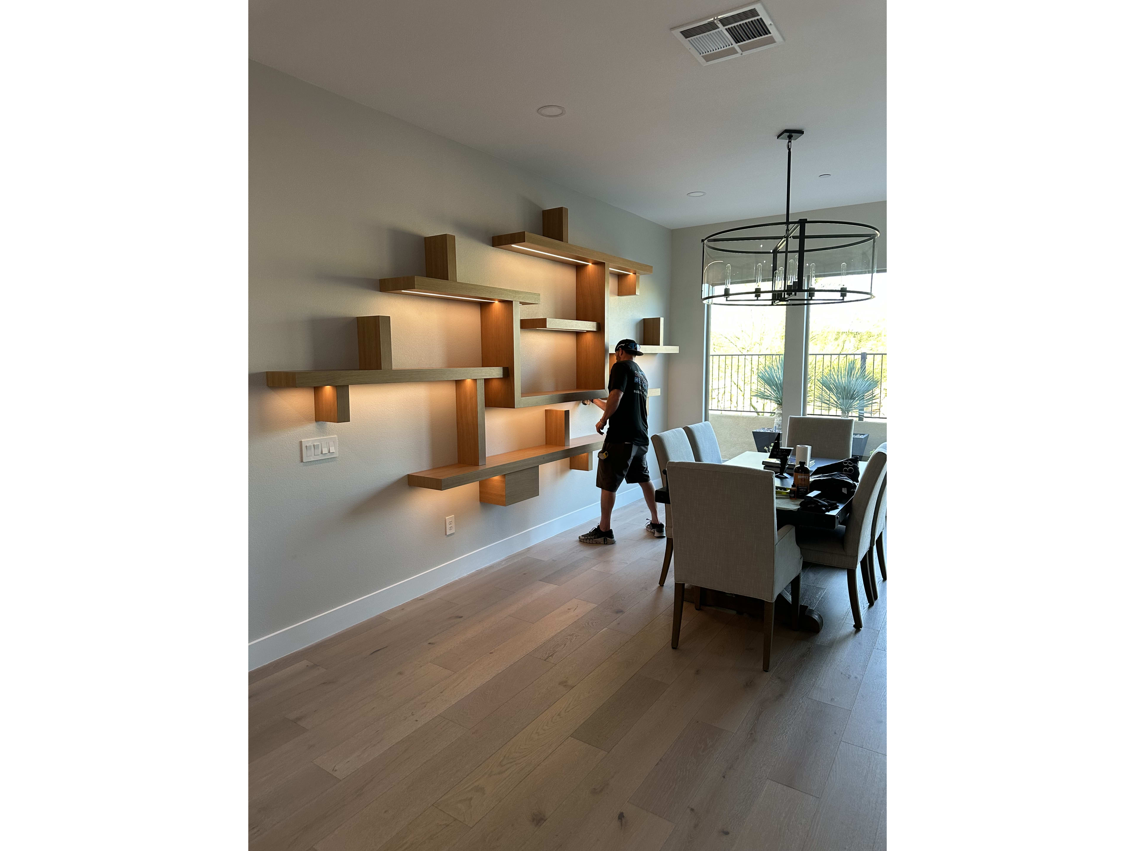 Custom - White Oak Floating Shelves - Lake Las Vegas