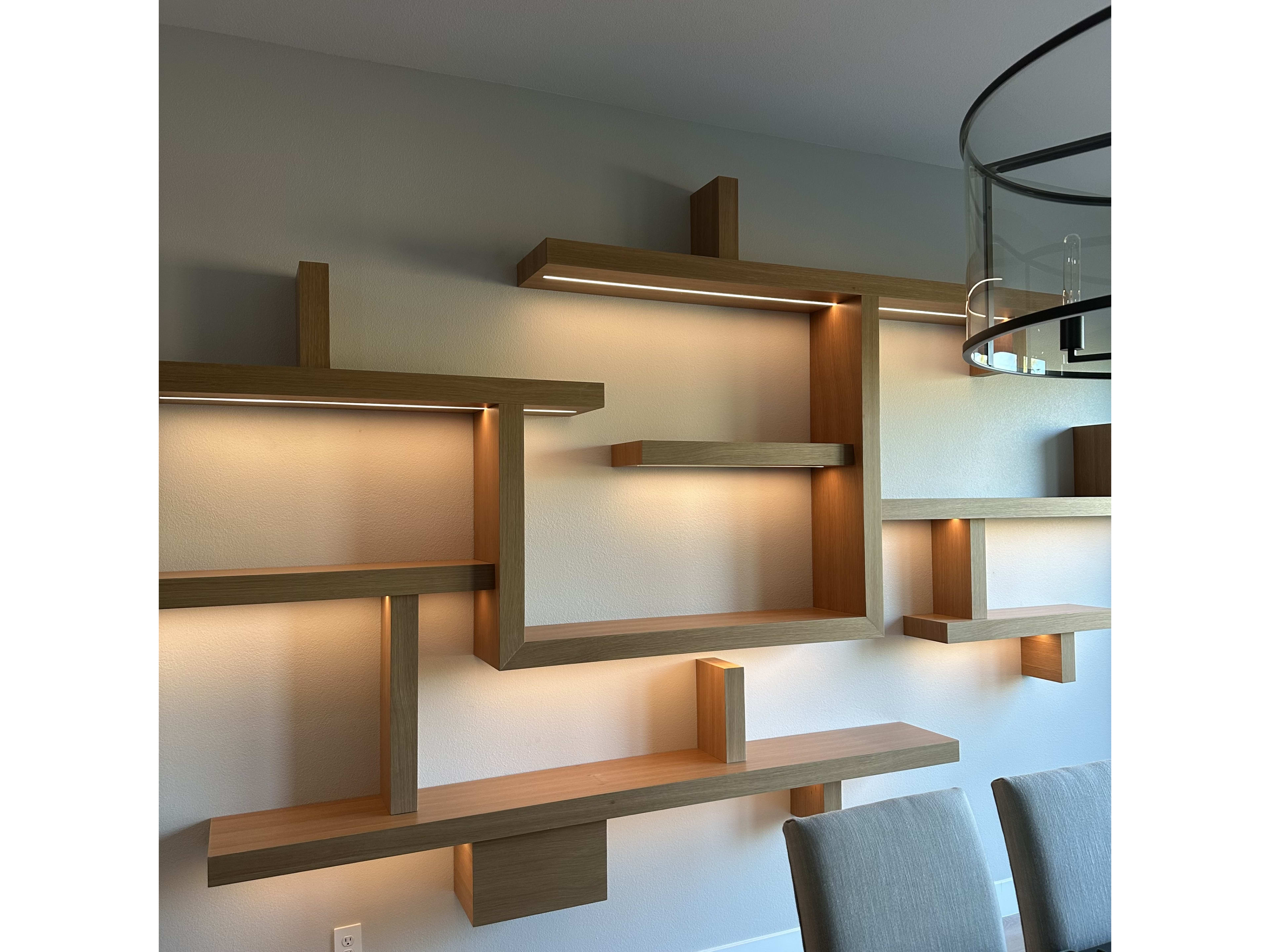 Custom - White Oak Floating Shelves - Lake Las Vegas