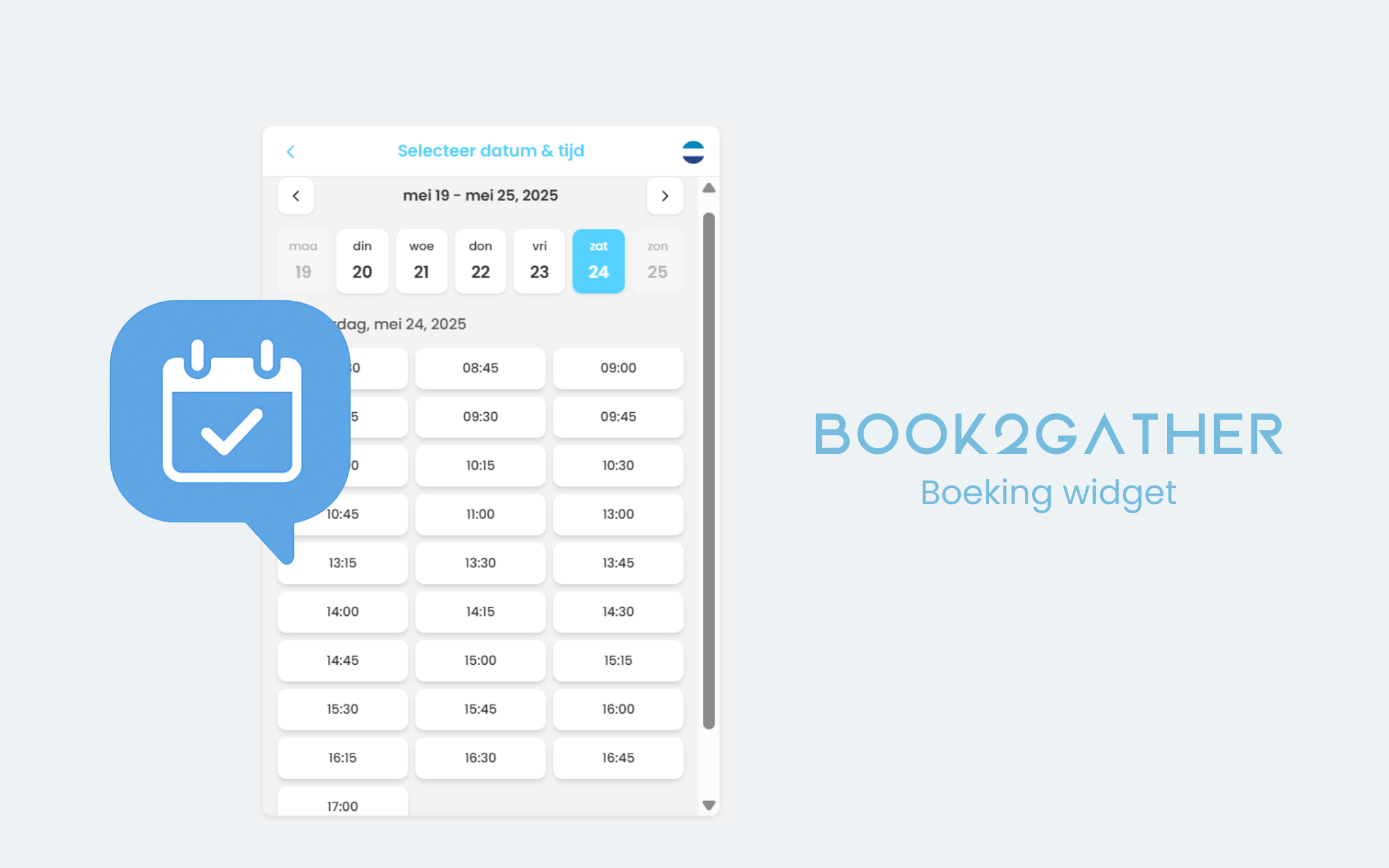 Illustratie van een boeking widget