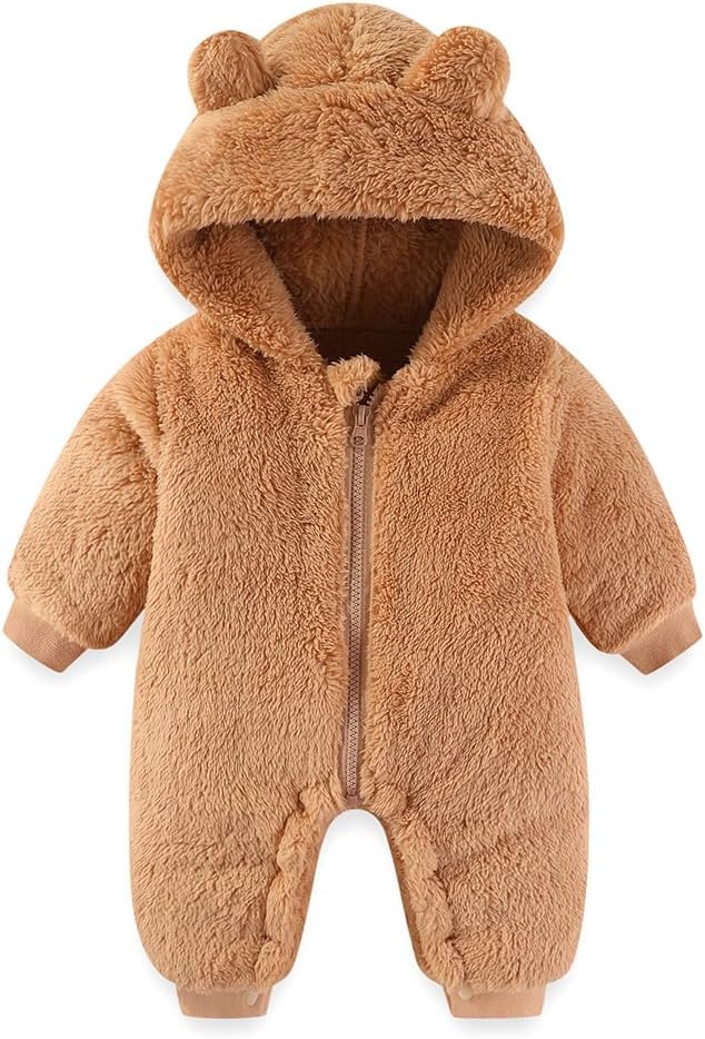 Baby Bear Outfit Suit Girls Boys Fleece Jumpsuit