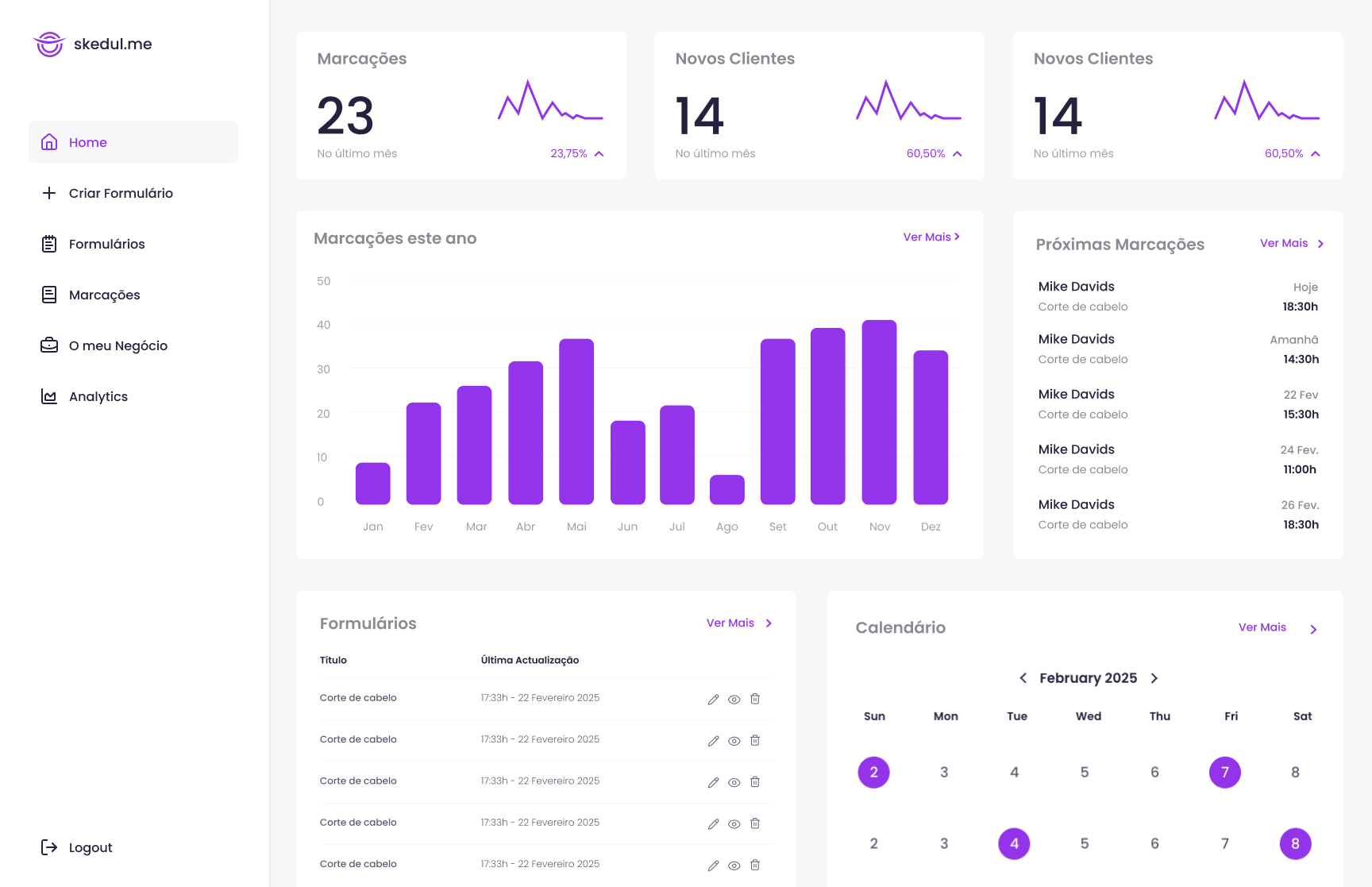 Skedul - Dashboard page