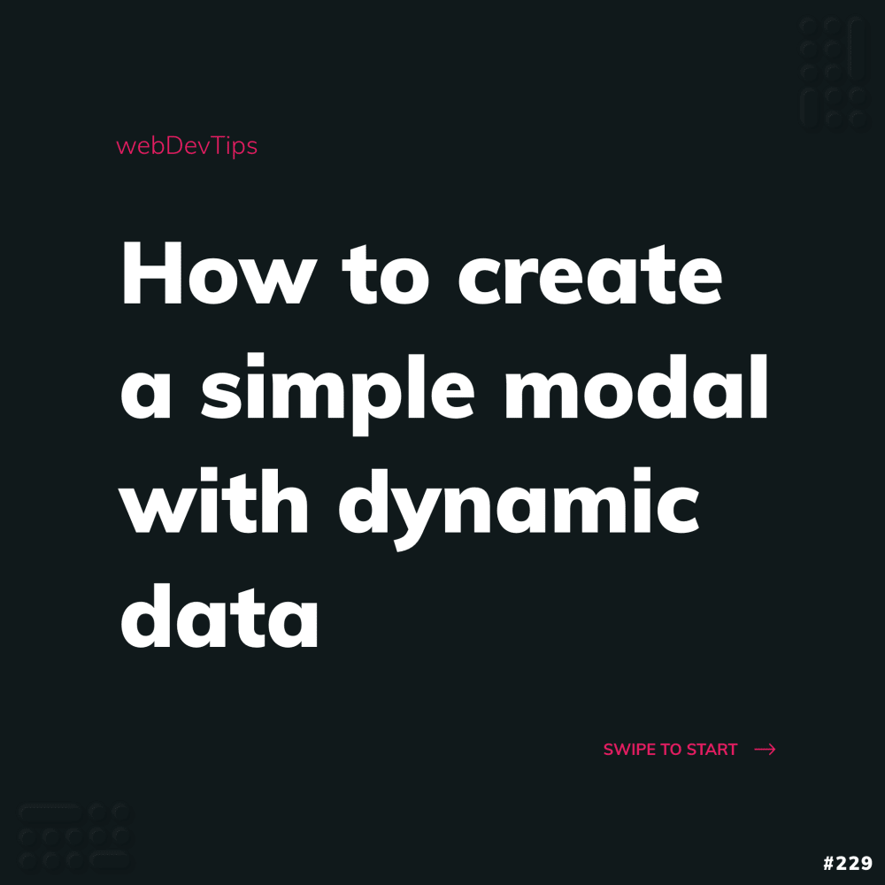 How to create a simple modal with dynamic data