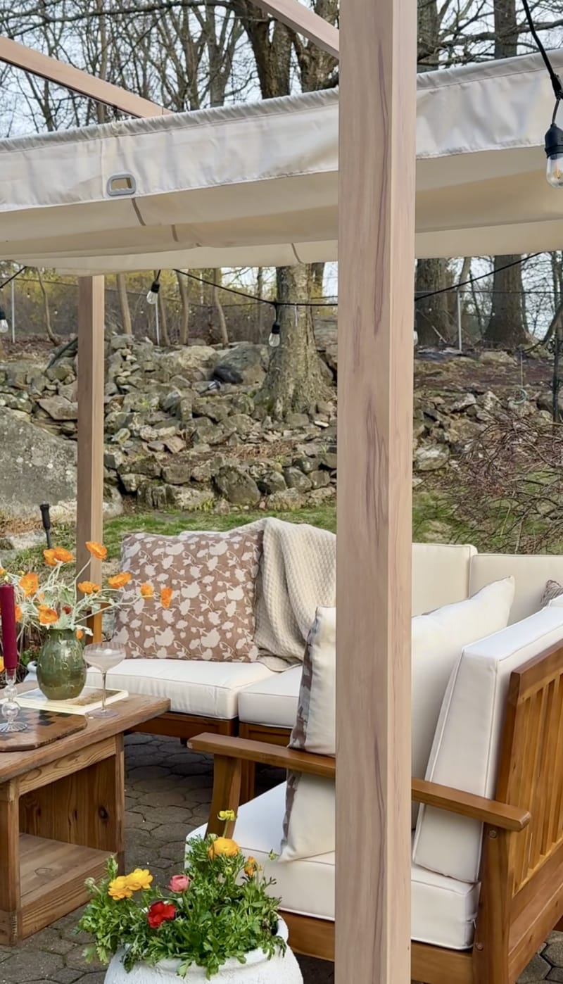 Backyard pergola patio with outdoor sectional