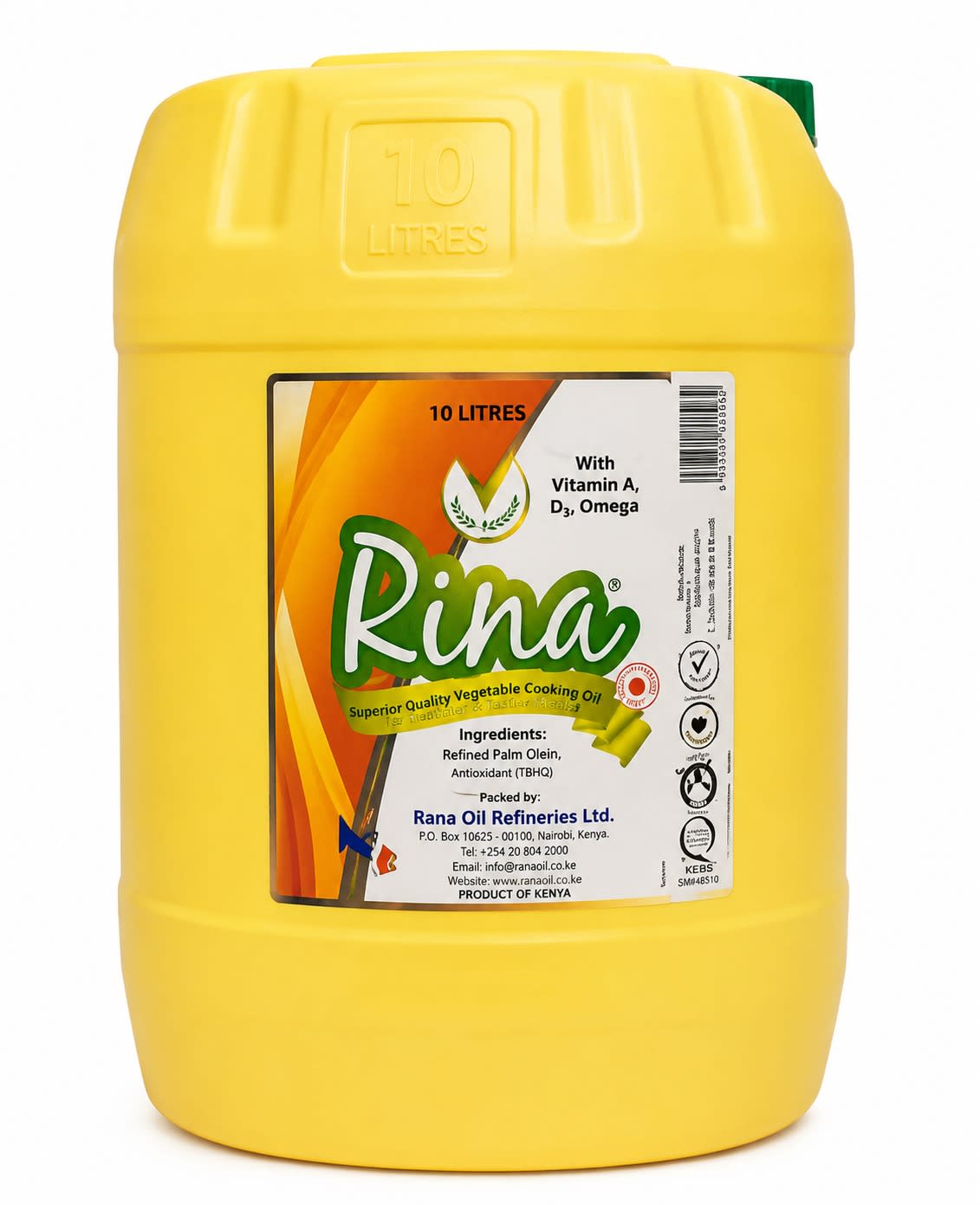 Rina 10L Superior Quality Vegetable Cooking Oil | Bulk Cooking Oil with Vitamins A, D3 & Omega