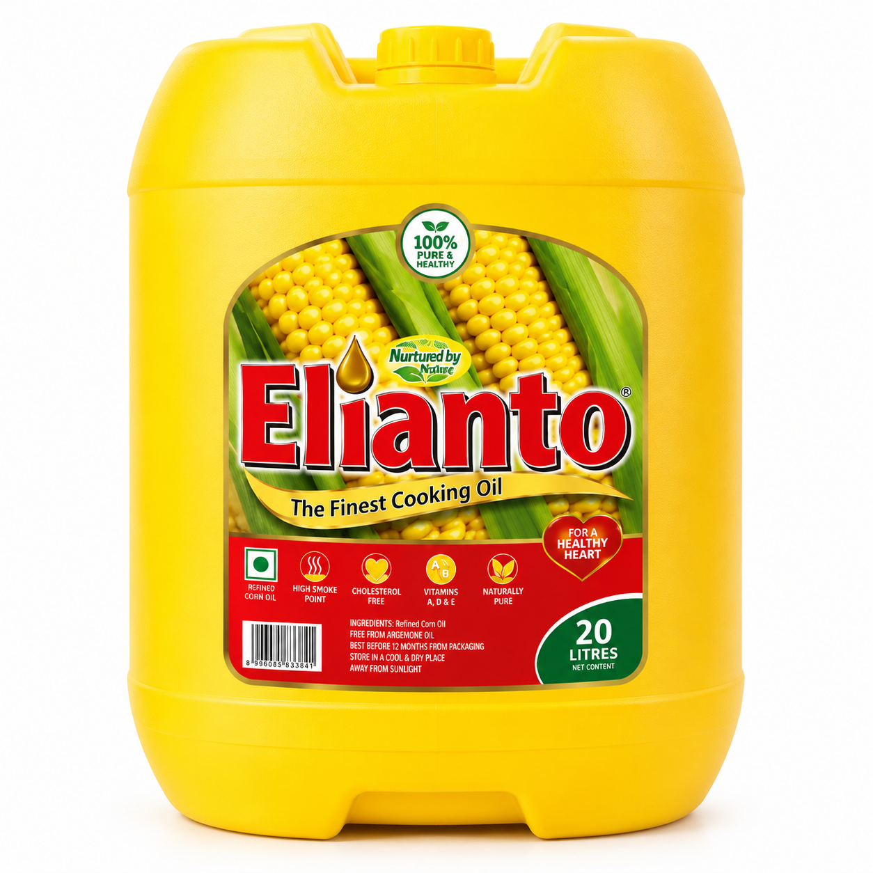 Elianto Cooking Oil 20Ltr | Premium Refined Cooking Oil for Healthy Everyday Cooking