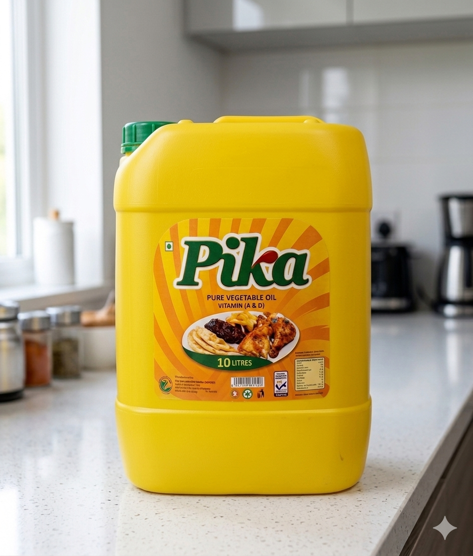 Pika Pure Vegetable Oil 10Ltr | Premium Healthy Cooking Oil for Home & Commercial Use