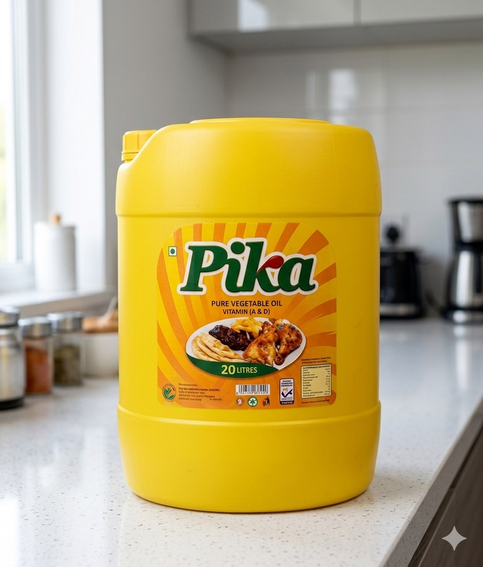 Pika Pure Vegetable Oil 20Ltr | Premium Healthy Cooking Oil for Commercial & Bulk Use