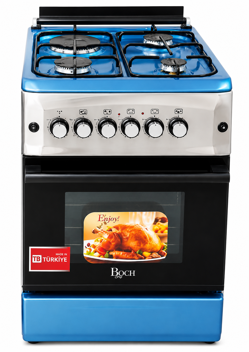Roch 50×55 Silver Turkey Make 3+1 Standing Cooker | 3 Gas + 1 Electric Cooker with Automatic Ignition & Rotisserie Oven