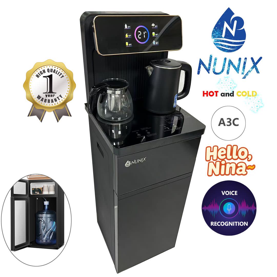 Nunix A3C Bottom Load Water Dispenser | Hot & Cold Smart Water Dispenser with Voice Recognition Technology