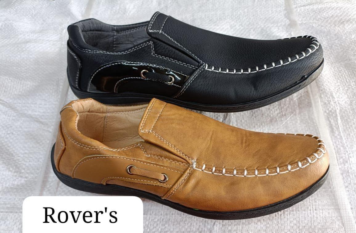 Rover's Genuine Leather Slip-On Moccasin Loafers for Men – Comfort Driving Shoes (Black & Tan)
