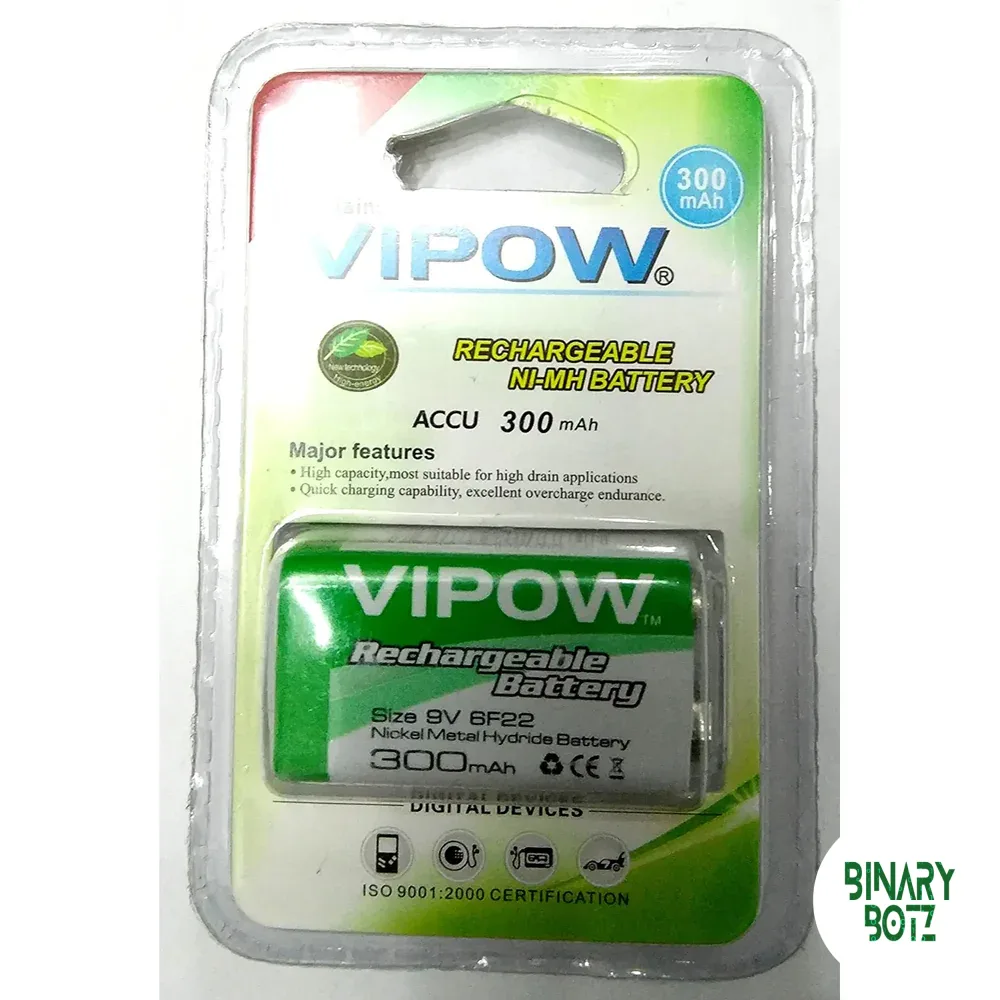 9V 300mAh NiMH Rechargeable Battery for Arduino, ESP32 & Robotics Projects product image