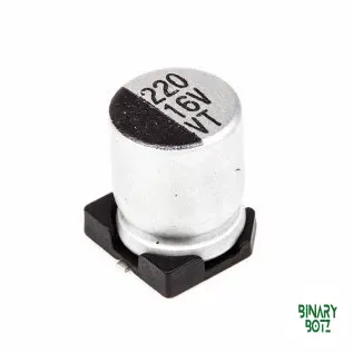 220µF 16V SMD Aluminum Electrolytic Capacitor for Arduino ESP32 Projects product image