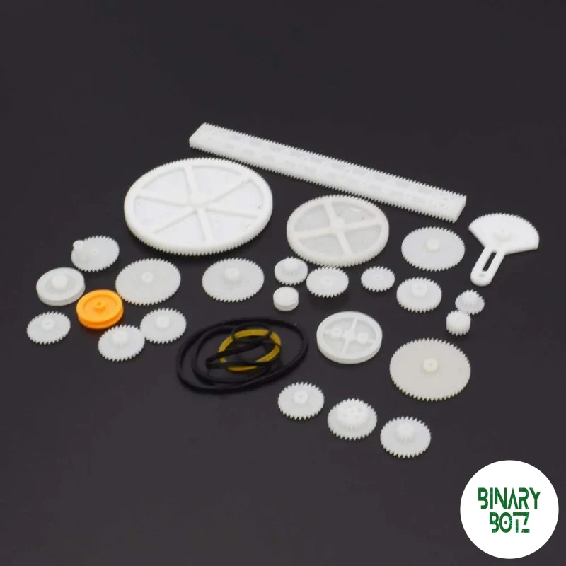 34 Piece Plastic Gear & Pulley Kit for Arduino Robotics & DIY Projects product image