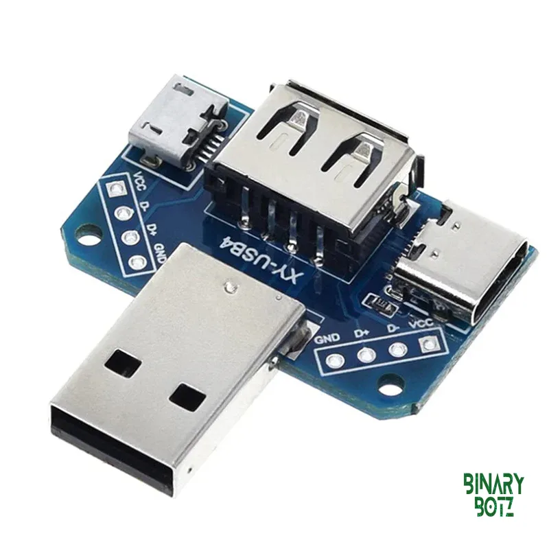USB-C to Micro USB Adapter Board 4-Pin 2.54mm for Arduino ESP32 DIY product image