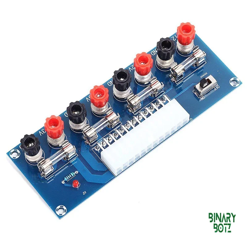 ATX Breakout Board for Benchtop Power Supply – 3.3V/5V/12V/-12V Output with 5A Fuses product image