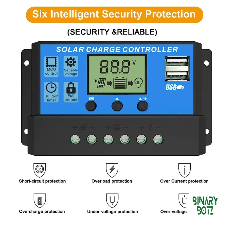 20A PWM Solar Charge Controller with LCD Display for 12V/24V Batteries product image