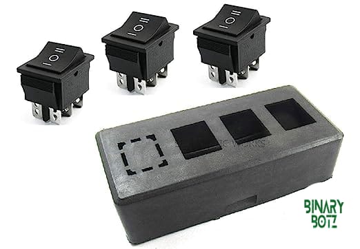 3-Piece DPDT Rocker Switch Enclosure Box for Arduino & Robotics Projects product image