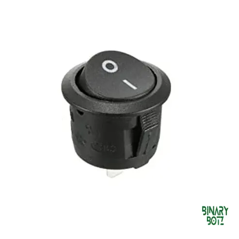 6A 250V AC SPST Round Rocker Switch Black - ON/OFF Power Switch for Arduino & Robotics Projects product image