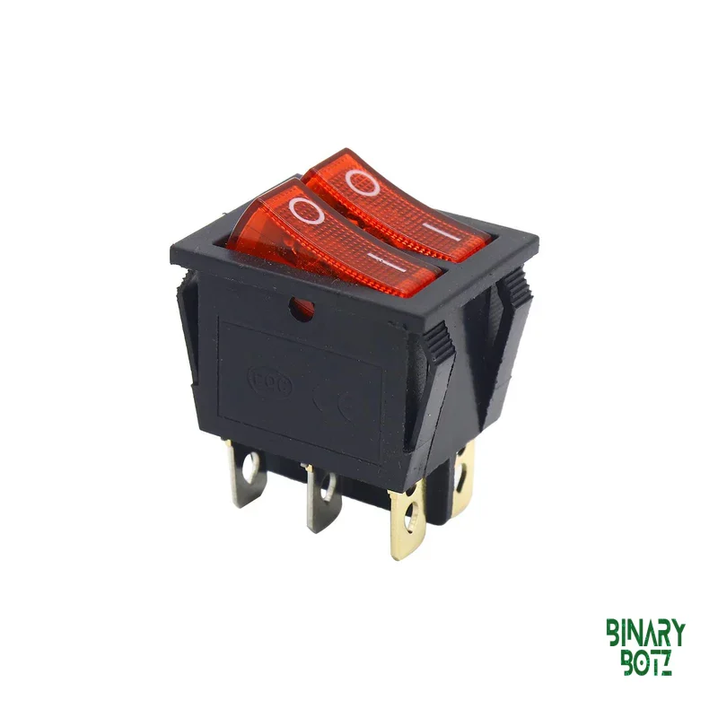 Dual SPST Rocker Switch 16A 250VAC with Red LED Indicator for Arduino & Home Automation product image