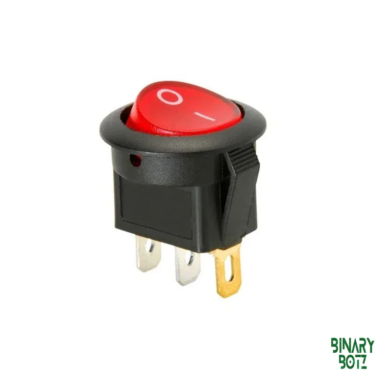 10A 250V AC SPDT Round Rocker Switch with Red Indicator Light, Snap-In Mount product image