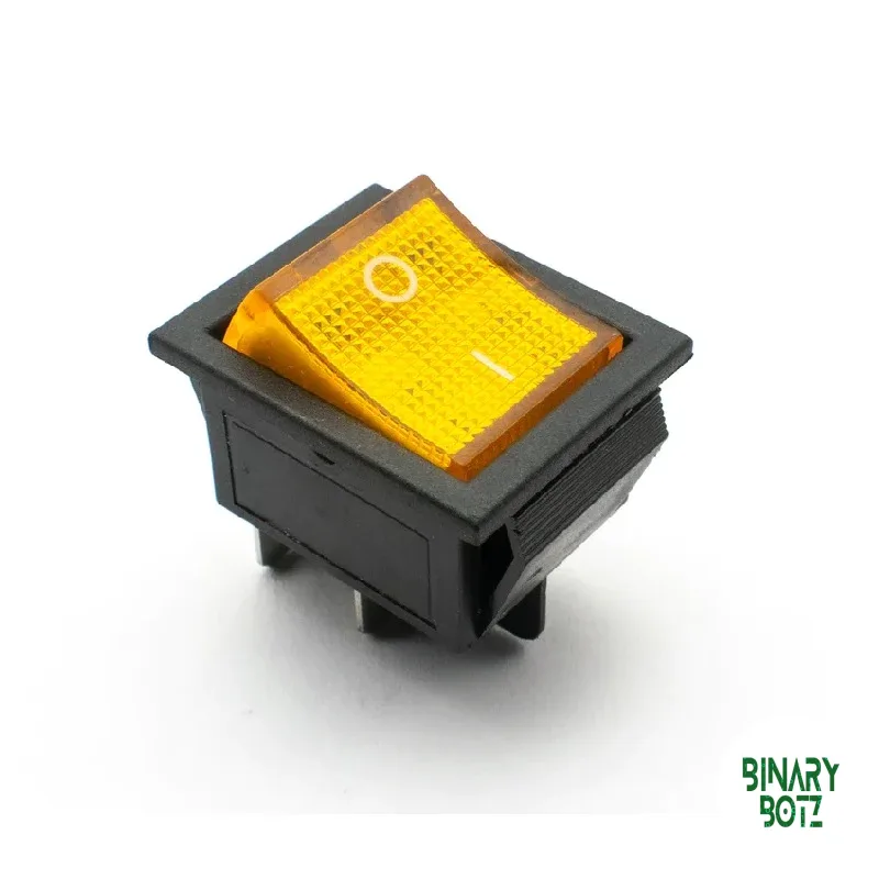 KCD4 Yellow 220V 16A DPST 4-Pin Rocker Switch with Indicator Light product image